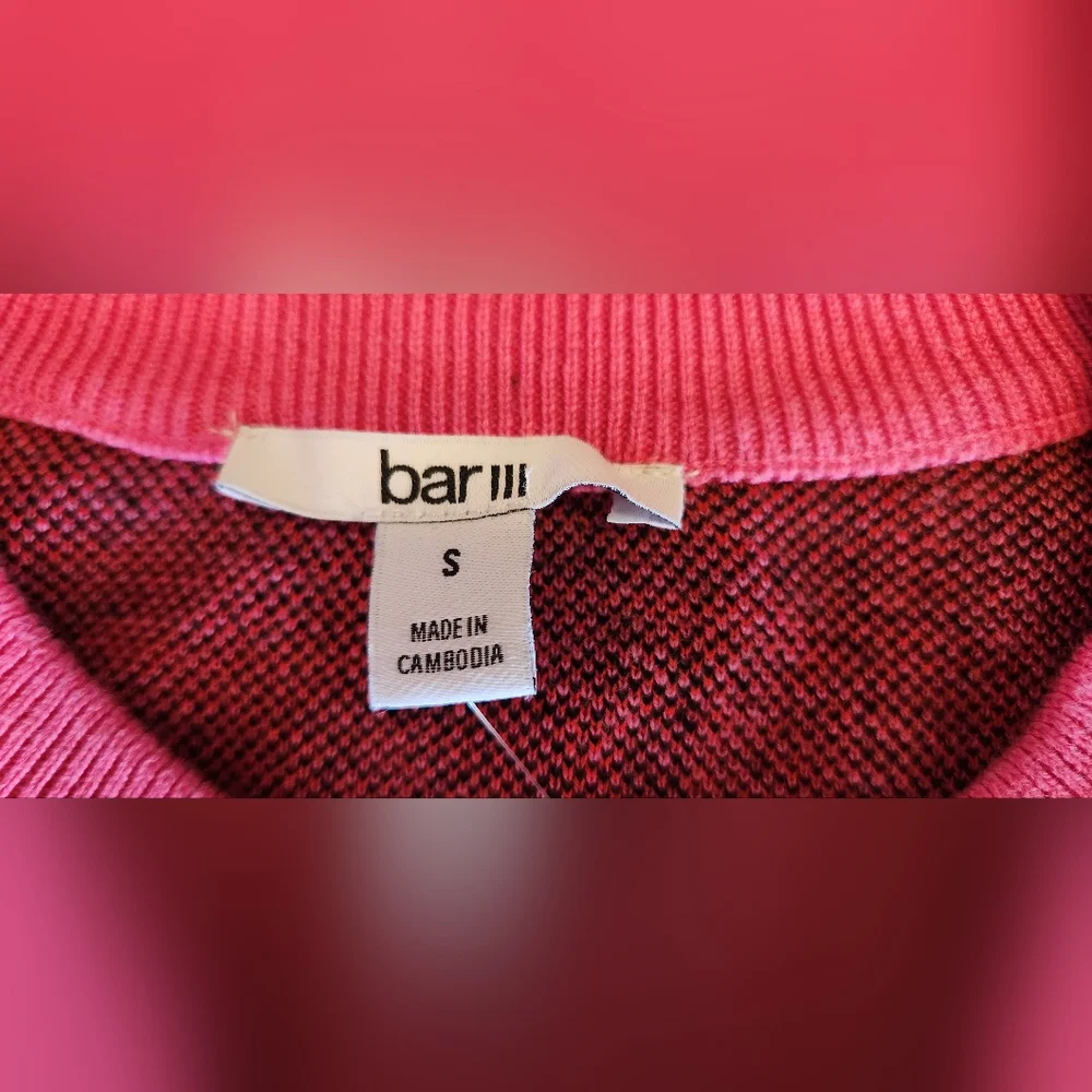 Bar III Pullover Sweater Zebra Twist Red Pink and Black Size Small